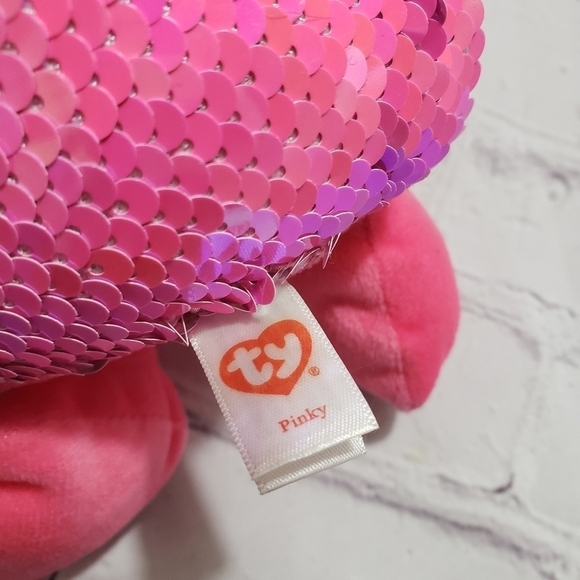 TY Flippables Pinky Pink Flamingo Plush 14-inch Stuffed Animal Year 2018 Sequins - Picture 10 of 12